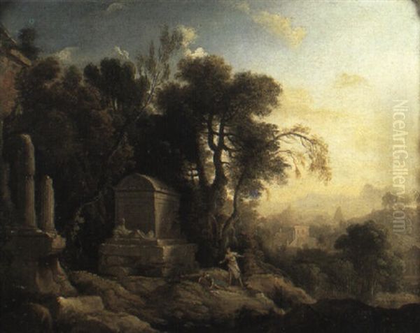 Pyrame Et Thisbe Dans Un Paysage Avec Des Ruines Antiques - view 1