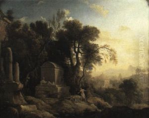 Pyrame Et Thisbe Dans Un Paysage Avec Des Ruines Antiques by Pierre Antoine Patel