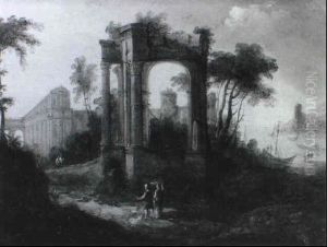 Titel1: Ruines Au Bord De La Mer & Titel2: Ruines Au Bord De La Riviere by Pierre Antoine Patel