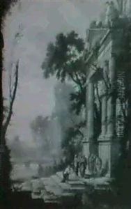 Architectural Capriccio With Figures by Pierre Antoine Patel