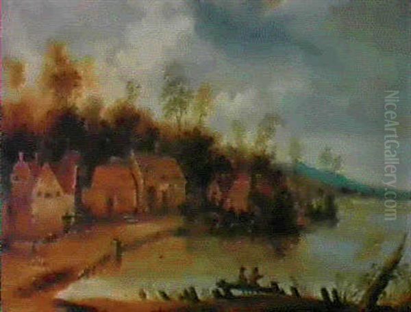 Travellers Passing A Classical Ruin - view 1