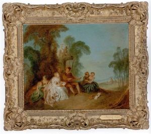 Paysage Avec Ruines Classiques Et Bergers Gardant Un Troupeau by Jean-Baptiste Pater