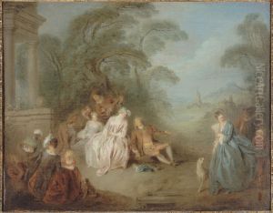 Assemblee Dans Un Parc by Jean-Baptiste Pater
