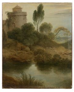 Paysage Au Lac Et A La Tour by Jean-Baptiste Pater