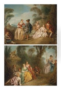La Danse Et La Balancoire (pair) by Jean-Baptiste Pater