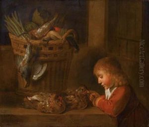 Boy Near A Basket Of Asparaguses And Vegetables. 1648.