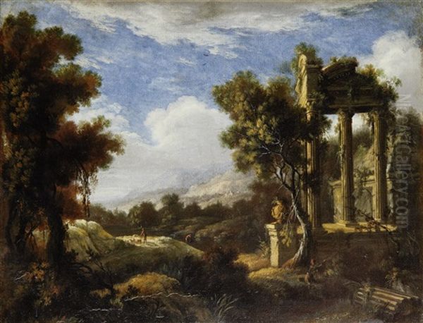Landscape With Classical Ruins And Figures In The Foreground - view 1