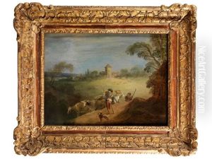 Landschaft Mit Kuhherde Und Hirten