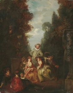 Galante Szene Im Schlospark by Jean-Baptiste Pater