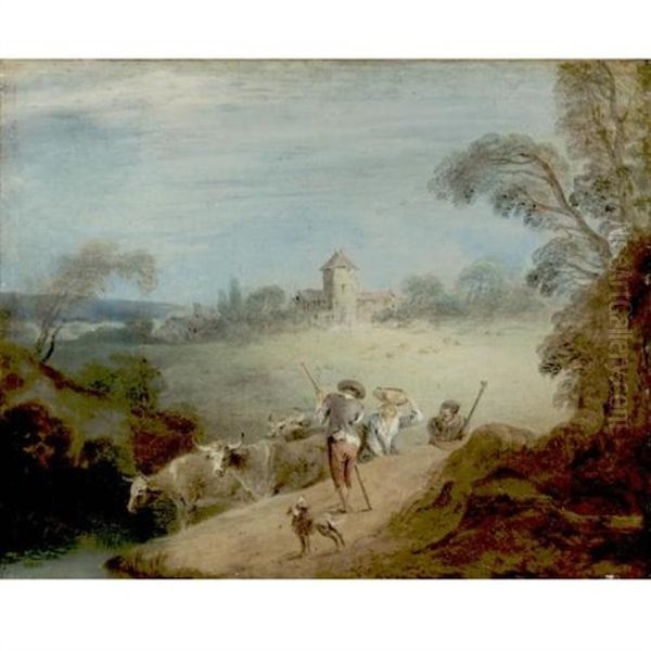 A Pastoral Landscape With A Shepherd And Shepherdess - view 1