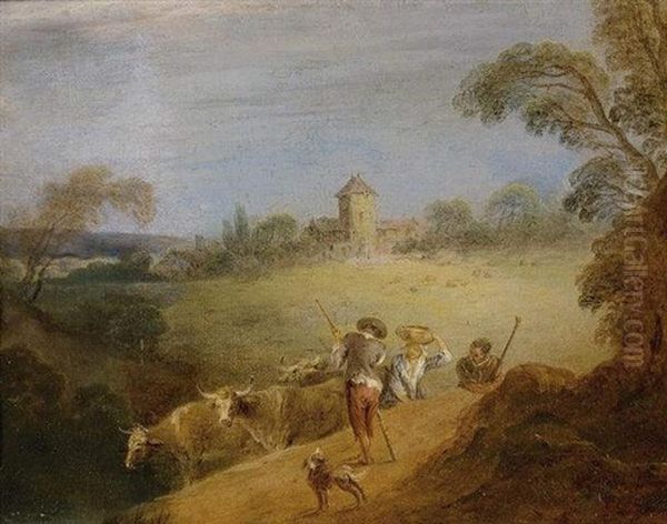 A Pastoral Landscape With A Shepherd And Shepherdess - view 1