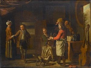 A Cottage Interior With Figures Making Music A Cottage Interior With Figures Making Music