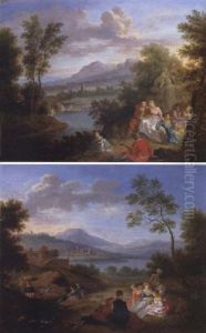 Elegant Figures Resting In An Extensive Landscape