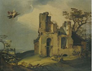 A Landscape With Ruins, With The Rape Of Ganymede by Abraham Bloemaert
