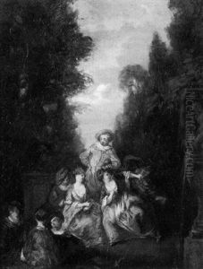 Vornehme Gesellschaft Im Park by Jean-Baptiste Pater