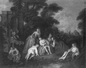 Baigneuses Pres De La Fontaine by Jean-Baptiste Pater