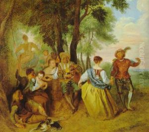 Elegante Gesellschaft Bei Spiel Und Tanz In Einer Landschaft Elegante Gesellschaft Bei Spiel Und Tanz In Einer Landschaft