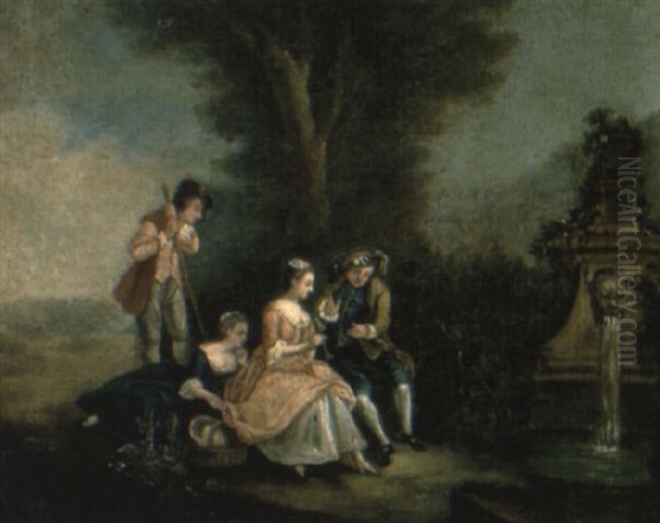 Elegant Company Making Music Near A Fountain - view 1