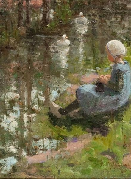 Girl With Ducks - view 1