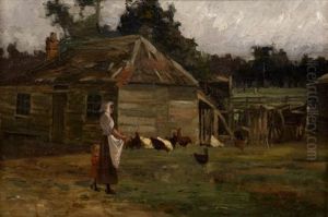 Colonial Cottage With Chickens by John Ford Paterson
