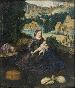 Le Repos De La Sainte Famille Pendant La Fuite En Egypte by Joachim Patinir