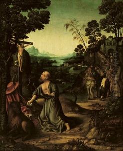 The Penitent Saint Jerome In The Wilderness by Joachim Patinir