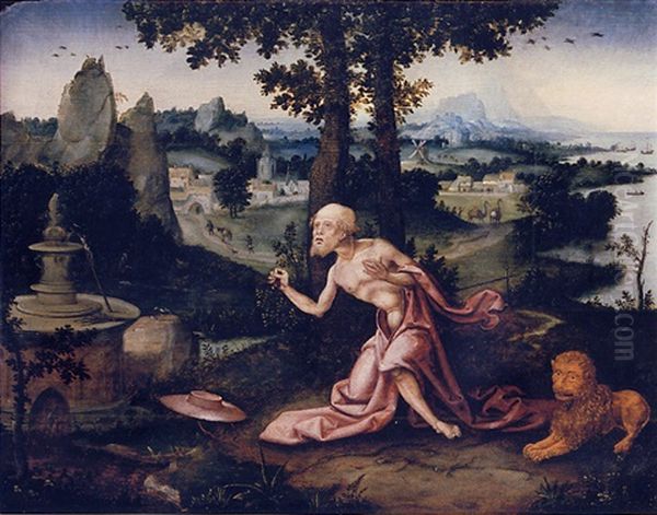 The Penitent Saint Jerome In An Extensive River Landscape - view 1
