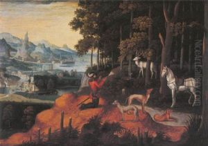 The Conversion Of Saint Hubert by Joachim Patinir