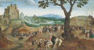 Landscape With The Procession To Calvary by Joachim Patinir