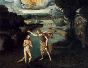 Die Taufe Christi Im Jordan by Joachim Patinir