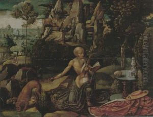 Saint Jerome In An Extensive Rocky Landscape by Joachim Patinir
