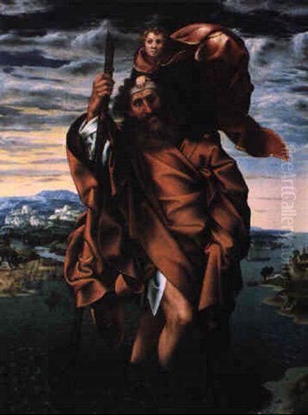 Saint Christopher With The Christ Child On His Shoulders - view 1
