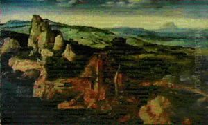 Saint Paul Ermite Et Saint Antoine Abbe Dans Un Paysage De Montagne by Joachim Patinir