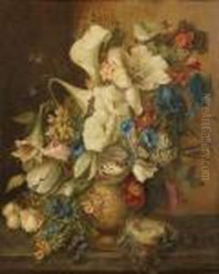 Stilleven Met Bloemen Op Entablement