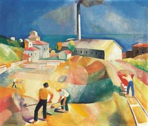 Napsutotte Italiai Taj, Teglagyar - Sunlit Italian Landscape, Brick Factory by Karoly Patko