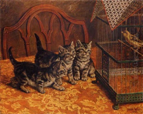 The Recital, Three Kittens Listening To A Canary - view 1