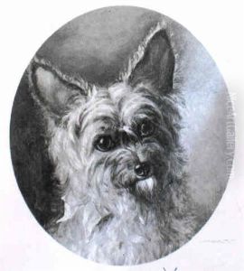 Yorkshire Terrier With A Blue Bow by Frank Paton