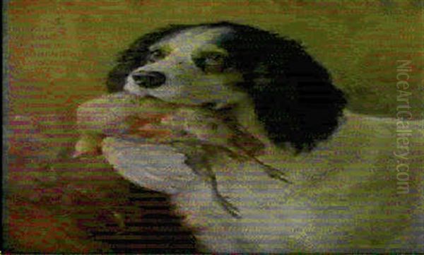 A Spaniel With A Partridge - view 1