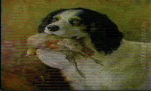 A Spaniel With A Partridge by Frank Paton