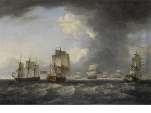 British Frigate And Her French Prize Rejoining The Main Squadron