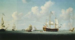 The "royal William" And Other Shipping In The Thames Estuary by Richard Paton