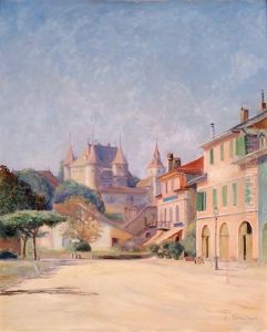 Der Schlossplatz In Nyon by Emile Patru