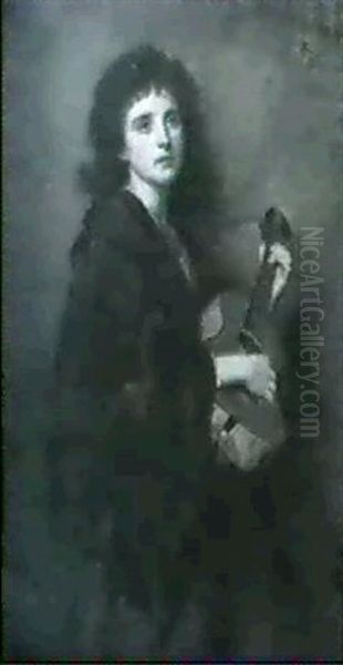 Portrait Of A Woman, Three-quarter Length, Playing A Guitar - view 1
