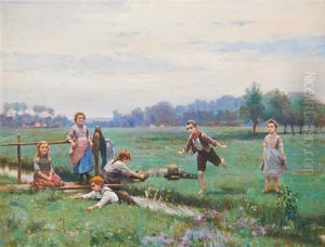 Children Playing In A Stream