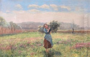 Jeune Paysanne Dans Un Champ