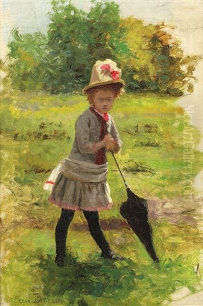 Jeune Fille A L'ombrelle Fermee - view 1