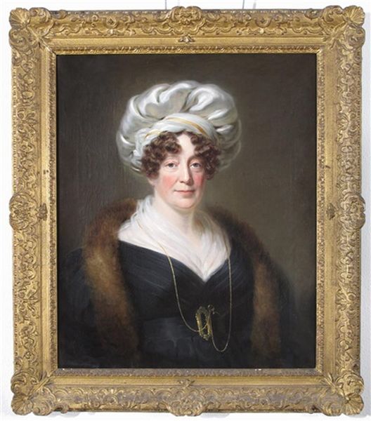 Portrait Of A Lady, Half Length Wearing A Turban And A Fur Stole - view 1