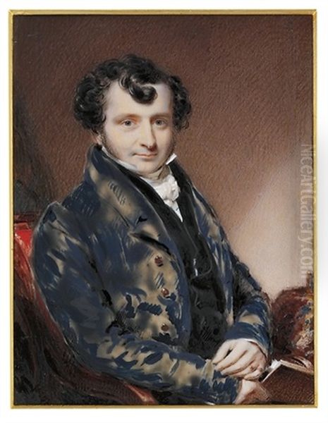 A Young Gentleman In Blue Frock Coat With Brass Buttons - view 1