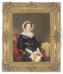 Portrait Of A Lady In A Black Dress With Lace Trim