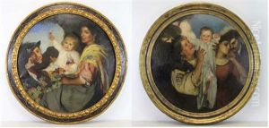 Pair Of Oils: Family Portraits by George Patten